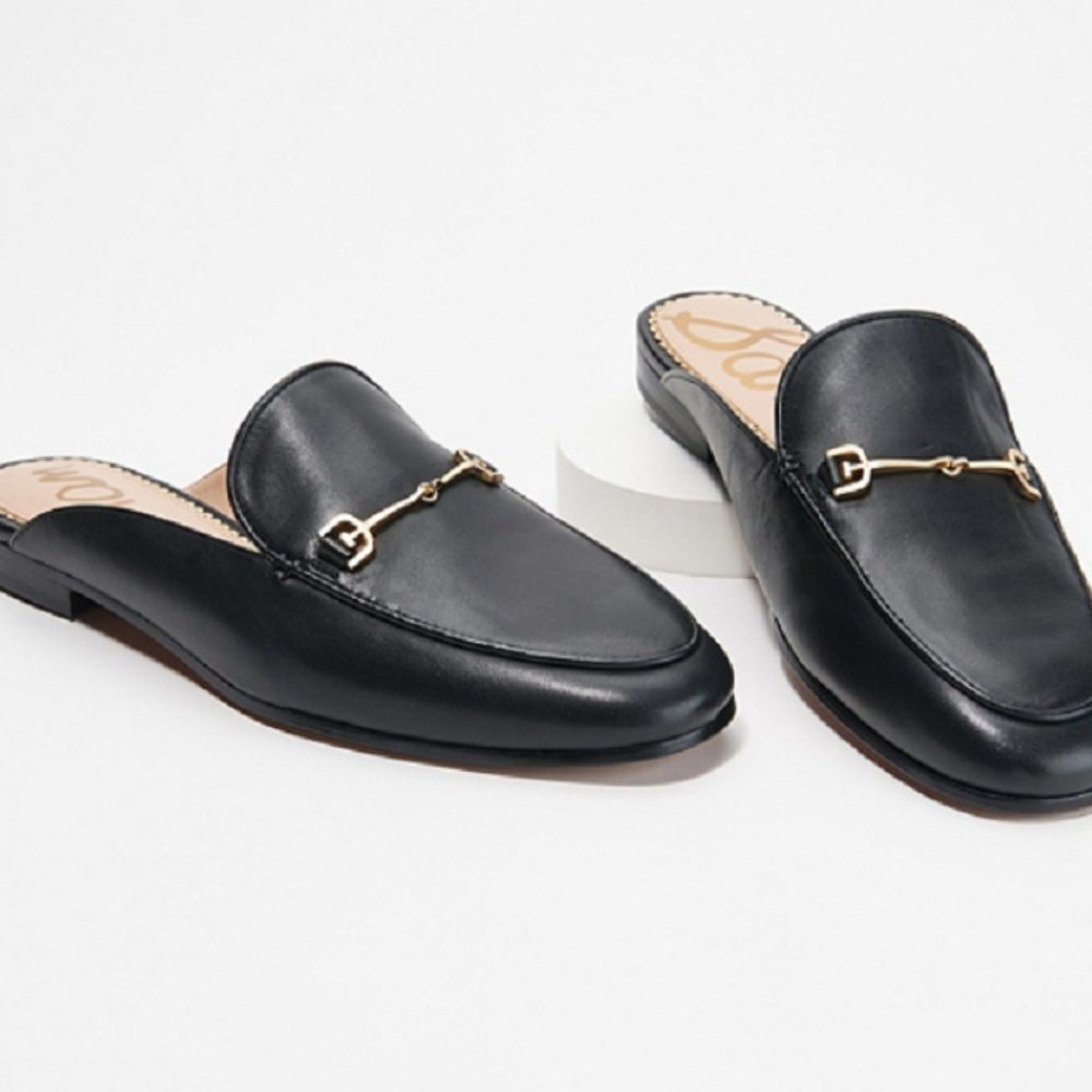 SAM ELDEMAN Linnie Mule Black Leather Sz 9 NEW